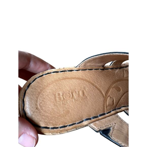 Born Black Strappy Slip on Cork Wedge Platform Sandals - 10 - Picture 5 of 10